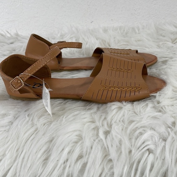 SR2 Huarache Flat Peep Toe Sandals Ankle Strap Brown Size 8 - Picture 9 of 11